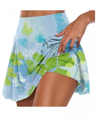 Shorts for Women St. Patrick's Day Printed Casual Athletic Running Yoga Tennis Golf Skort Gym Shorts Pleated Skirt 02-blue $8...