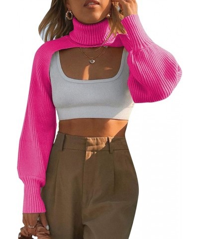 Women’s Knit Sweater Shrug Long Sleeve Open Front Drop Shoulder Crop Cardigan Solid Color Rib Knit Outerwear Fall Rose Red $1...