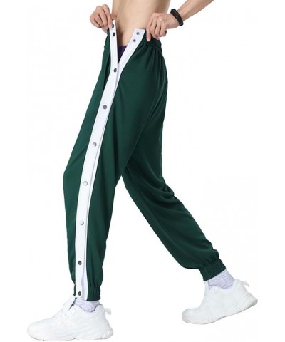 Men's Tear Away Basketball Pants Post Surgery Side Split Snap Button Sweatpants Track Pants for Women Green（microvilli） $13.0...