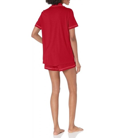 Women's Bella Short Sleeve Top & Boxer Pajama Set Sindoor Red/ Sindoor Red $22.65 Sleep & Lounge