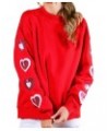 Women Oversized Heart Print Sweater Valentine 's Day Love Heart Sweatshirts Cute Graphic Long Sleeve Pullover Tops Sequin Red...