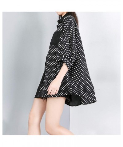 Women's Summer Button-Up Patchwork Blouse Top GY1896 Black $16.47 Blouses