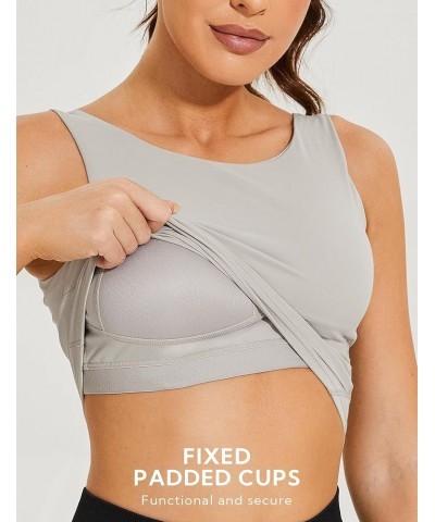 High Impact Sports Bra for Women,Longline Workout Wirefree Gym Yoga Bra, High Neck Crop Tank Tops with Padded Grey $15.29 Act...