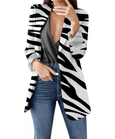 2023 Womens Casual Blazers Open Front Long Sleeve Lapel Collar Suit Jackets Plus Size Color Block Work Office Jacket Coat 06-...