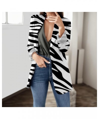 2023 Womens Casual Blazers Open Front Long Sleeve Lapel Collar Suit Jackets Plus Size Color Block Work Office Jacket Coat 06-...