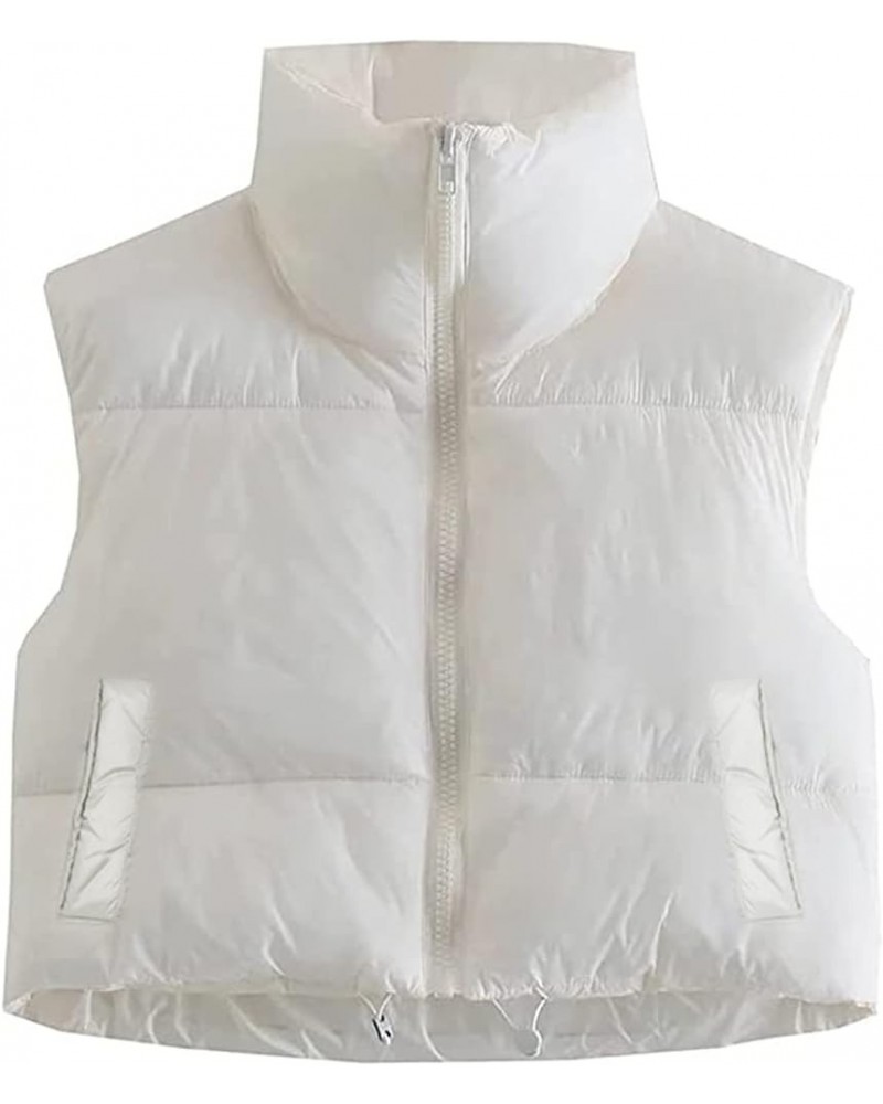 Women/Girls Winter Crop Vest Lightweight Sleeveless Warm Outerwear Puffer Vest Padded Gilet Pp-white $10.06 Vests