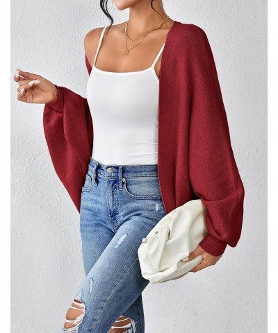 Women's 2024 Oversized Batwing Sleeve Knit Cardigan Sweaters Casual Long Outwear Coat Red $18.50 Sweaters