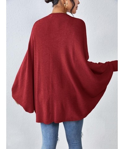 Women's 2024 Oversized Batwing Sleeve Knit Cardigan Sweaters Casual Long Outwear Coat Red $18.50 Sweaters