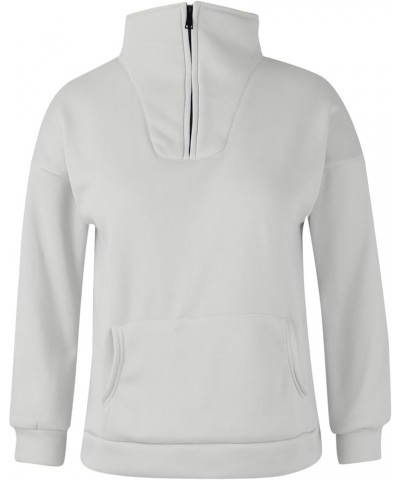 Women's Sweatshirt Half Zip Cropped Solid Color Pullover Quarter Zip Hoodie Fall Clothing Clothes Thumbholes with Pockets 2-l...