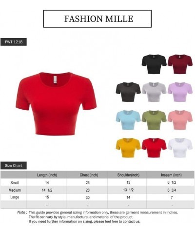 Women Ribbed Knit Casual Slim Fit Short Sleeve Crew Neck Basic Crop Top T Shirts Charcoal $10.41 T-Shirts