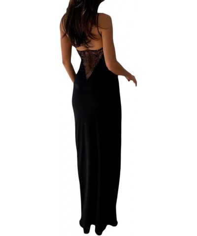 Women’s Sleeveless Bodycon Maxi Dress Casual Solid Color Spaghetti Strap Slim Fit Slip Long Dress Sexy Party H-black $10.43 D...