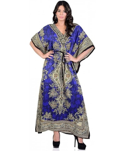 Ladies Long Kaftans Kimono Maxi Style Dresses Women in Regular to Plus Size Cover up Blue Teal $9.07 Swimsuits