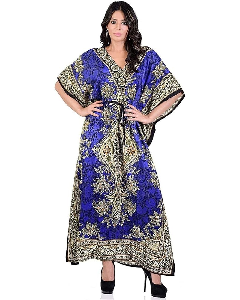 Ladies Long Kaftans Kimono Maxi Style Dresses Women in Regular to Plus Size Cover up Blue Teal $9.07 Swimsuits