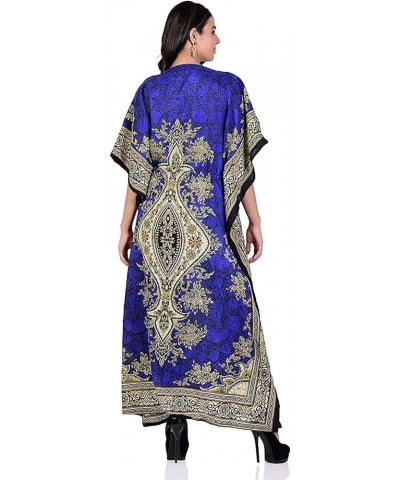 Ladies Long Kaftans Kimono Maxi Style Dresses Women in Regular to Plus Size Cover up Blue Teal $9.07 Swimsuits