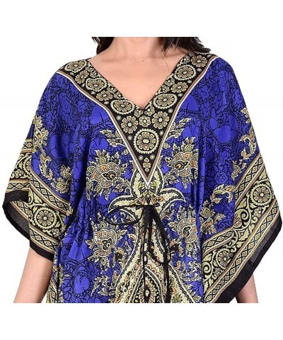 Ladies Long Kaftans Kimono Maxi Style Dresses Women in Regular to Plus Size Cover up Blue Teal $9.07 Swimsuits