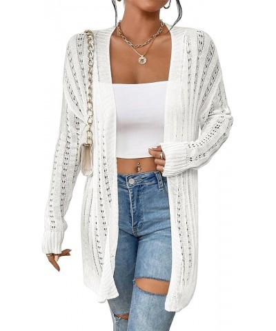 Womens Crochet Cardigan Sweater Long Sleeve Open Front Kimonos Boho Summer Lightweight Cardigans Cover Up White $11.48 Sweaters