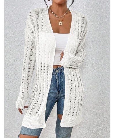 Womens Crochet Cardigan Sweater Long Sleeve Open Front Kimonos Boho Summer Lightweight Cardigans Cover Up White $11.48 Sweaters