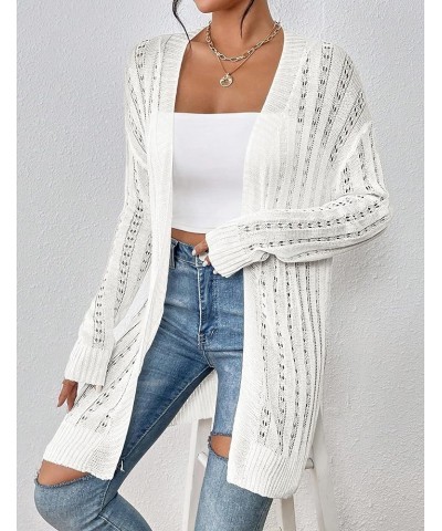 Womens Crochet Cardigan Sweater Long Sleeve Open Front Kimonos Boho Summer Lightweight Cardigans Cover Up White $11.48 Sweaters