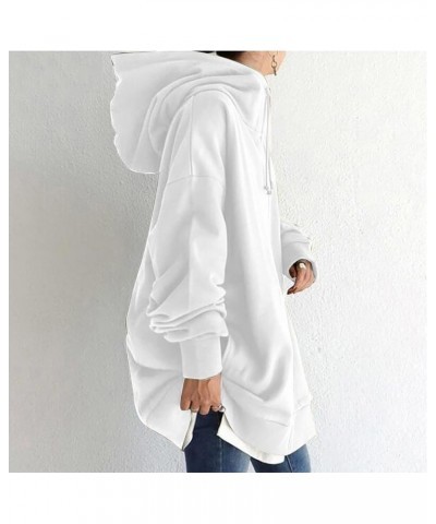 Hoodies for Women Full Zip up Long Hoodie Basic Sweatshirt Fall Fashion Jacket Hooded Coat with Pockets White $9.53 Jackets