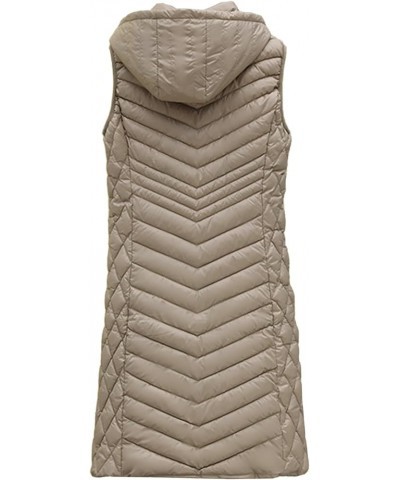 Women's Long Puffer Vest Quilted Long Down Vest Plus Size Sleeveless Winter Coats Fashion Full Zip Hooded Outwear Long Puffer...