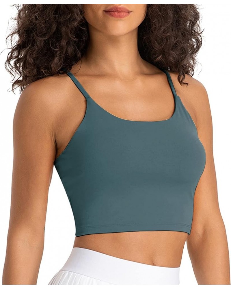 Workout Tops for Women with Built in Bra,Padded Fitness Bra for Yoga and Running Forest Green $11.43 Lingerie