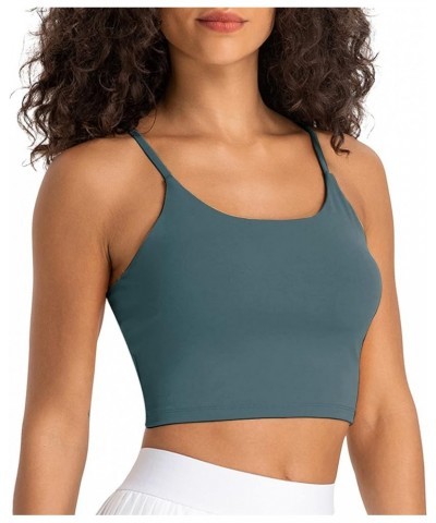 Workout Tops for Women with Built in Bra,Padded Fitness Bra for Yoga and Running Forest Green $11.43 Lingerie