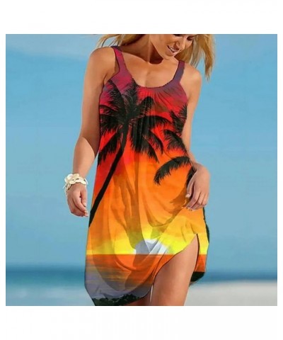 Summer Dresses for Women 2023 Casual Floral Cocktail Beach Boho Mini Dress Low Collar Sleeveless Sundresses 41-orange $3.45 D...