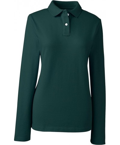 School Uniform Women's Long Sleeve Feminine Fit Mesh Polo Shirt Evergreen $17.56 Shirts