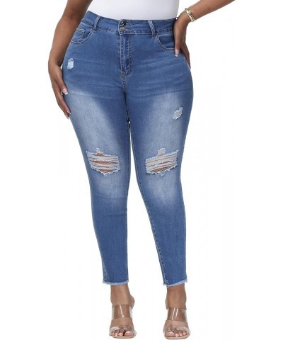 Womens Plus Size Skinny Jeans Stretchy High Waisted Ankle Jean Light Blue-785 $20.58 Jeans