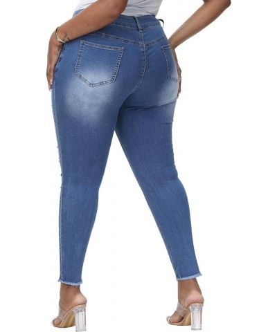 Womens Plus Size Skinny Jeans Stretchy High Waisted Ankle Jean Light Blue-785 $20.58 Jeans