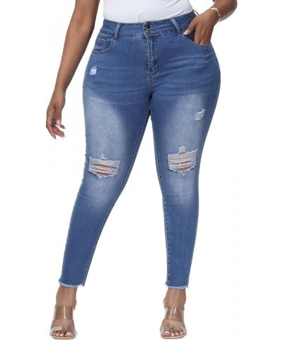 Womens Plus Size Skinny Jeans Stretchy High Waisted Ankle Jean Light Blue-785 $20.58 Jeans