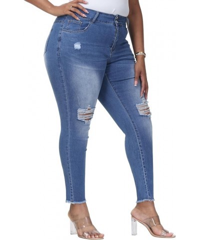 Womens Plus Size Skinny Jeans Stretchy High Waisted Ankle Jean Light Blue-785 $20.58 Jeans