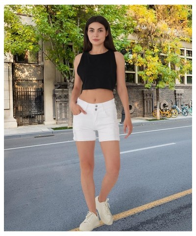 Women's Ripped Stretchy Denim Shorts Ladies Mid Rise Relaxed Fit Jean Shorts Raw Hem Short Pants, Size 2-16 White $10.28 Shorts