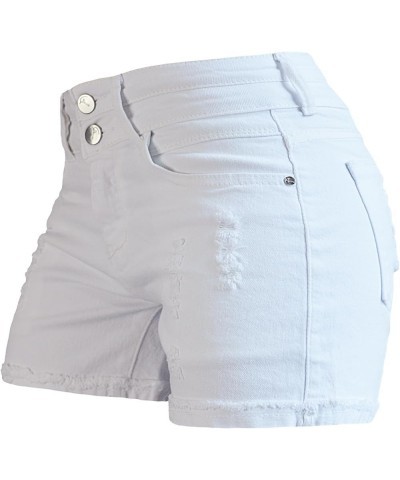 Women's Ripped Stretchy Denim Shorts Ladies Mid Rise Relaxed Fit Jean Shorts Raw Hem Short Pants, Size 2-16 White $10.28 Shorts