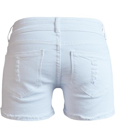 Women's Ripped Stretchy Denim Shorts Ladies Mid Rise Relaxed Fit Jean Shorts Raw Hem Short Pants, Size 2-16 White $10.28 Shorts