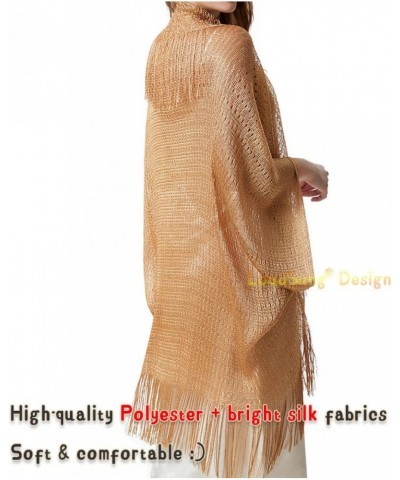 Summer Sheer Shrug Top Open Front Cardigan Beach Thin Soft Hollow Tassel Shawls for Women Girls Gold $9.24 Sweaters