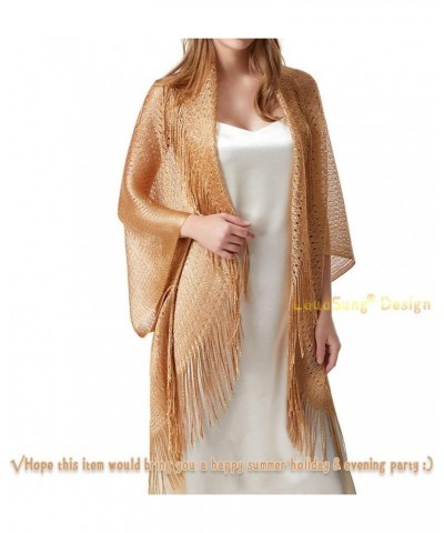 Summer Sheer Shrug Top Open Front Cardigan Beach Thin Soft Hollow Tassel Shawls for Women Girls Gold $9.24 Sweaters