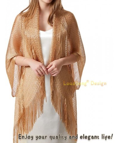 Summer Sheer Shrug Top Open Front Cardigan Beach Thin Soft Hollow Tassel Shawls for Women Girls Gold $9.24 Sweaters