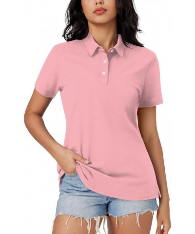 Womens Summer Lapel Shirts Button Down Short Sleeve Workout V Neck Casual Blouses Business Basic Tees Clothes 021- Pink $8.39...