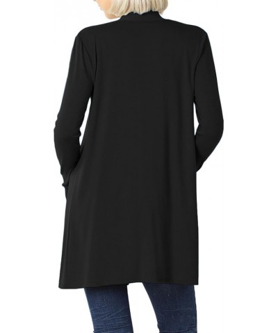 Women's Open Front Cardigan Long Sleeve with Pockets Casual Outwear Black $13.49 Sweaters