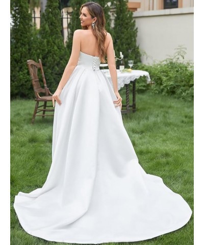 Strapless Satin Wedding Dresses for Bride Sleeveless Bridal Dresses Mermaid Prom Ball Gown for Women with Slit Bean Green $45...