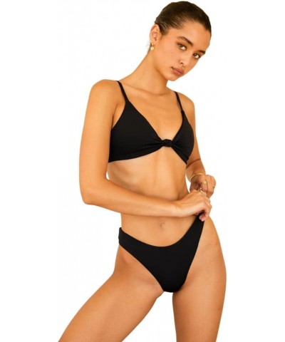 Nocturnal Bikini Bottom for Women with Cheeky Back Coverage, High-Cut Bikini Bottom with Curved Waistline Black $16.27 Swimsuits