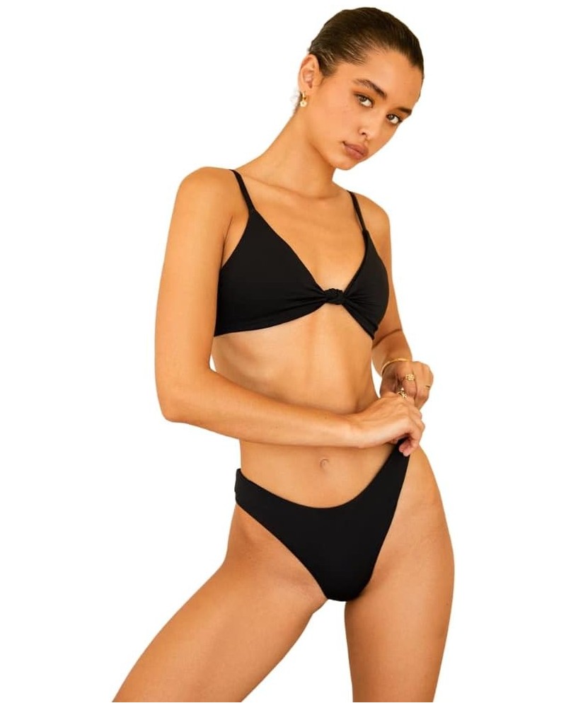 Nocturnal Bikini Bottom for Women with Cheeky Back Coverage, High-Cut Bikini Bottom with Curved Waistline Black $16.27 Swimsuits