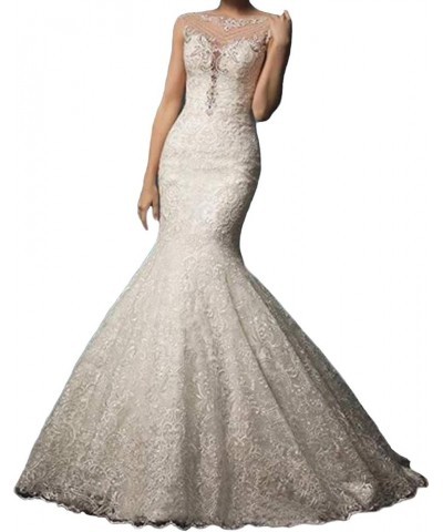 Detachable Train Wedding Dress Lace Mermaid Wedding Gowns White $85.68 Dresses