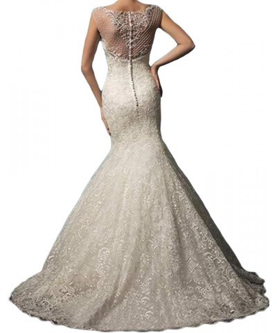 Detachable Train Wedding Dress Lace Mermaid Wedding Gowns White $85.68 Dresses