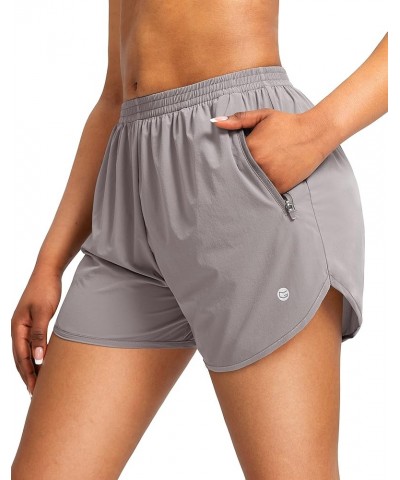 Women's Running Shorts with Zipper Pockets Quick Dry Athletic Workout Gym 3" Shorts for Women with Comfy Liner Grey Sage $12....