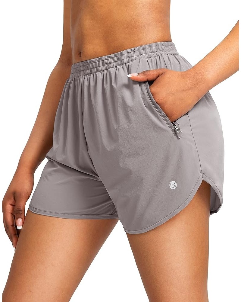 Women's Running Shorts with Zipper Pockets Quick Dry Athletic Workout Gym 3" Shorts for Women with Comfy Liner Grey Sage $12....