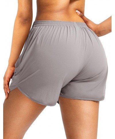 Women's Running Shorts with Zipper Pockets Quick Dry Athletic Workout Gym 3" Shorts for Women with Comfy Liner Grey Sage $12....