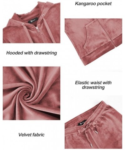 Women Velour Tracksuit 2 Piece Long Sleeve Sweatshirts Jogger Pant Hoodies Two Piece Outfits with Pockets 2023 Pink $14.52 Ac...