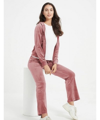 Women Velour Tracksuit 2 Piece Long Sleeve Sweatshirts Jogger Pant Hoodies Two Piece Outfits with Pockets 2023 Pink $14.52 Ac...